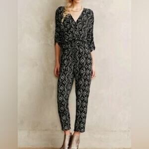 ANTHROPOLOGIE ELEVENSES BELTED JUMPSUIT ROMPER SIZE L‎
